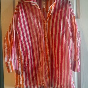 Beach Riot Pink and Orange Striped Shirt